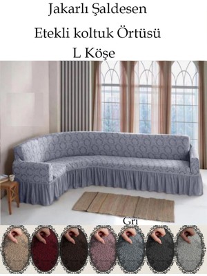 StarMall Jakarli Şal Desen L Köşe Koltuk Örtüsü, Esnek Koltuk Kılıfı, Osmanlı Desen (350CM)