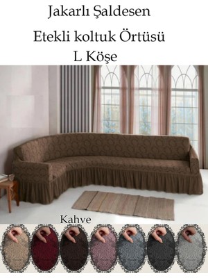 StarMall Jakarli Şal Desen L Köşe Koltuk Örtüsü, Esnek Koltuk Kılıfı, Osmanlı Desen (350CM)