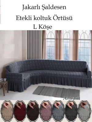 StarMall Jakarli Şal Desen L Köşe Koltuk Örtüsü, Esnek Koltuk Kılıfı, Osmanlı Desen (350CM)