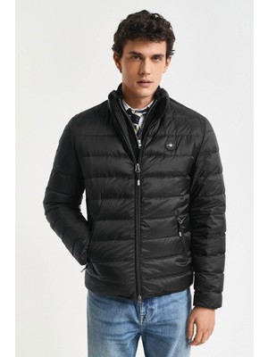 Erkek Regular Fit Dik Yaka Kaz Tüyü Mont - Siyah