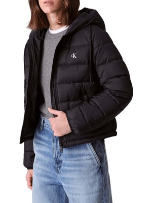 Kadın Regular Fit Kapüşonlu Şişme Mont - Siyah