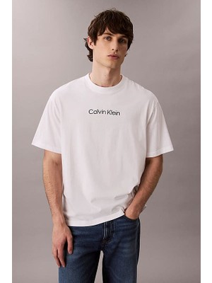 Erkek Regular Fit Yazı Baskılı Pamuklu T-Shirt - Beyaz