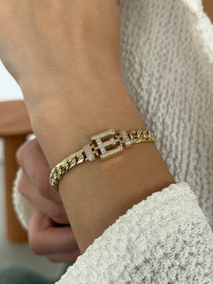 Gurmet E Harf 14 Ayar Altın Bileklik