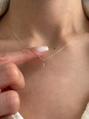 Minimal Kuş Tüyü 14 Ayar Altın Kolye