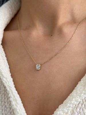 Vintage Taşlı 14 Ayar Altın Kolye