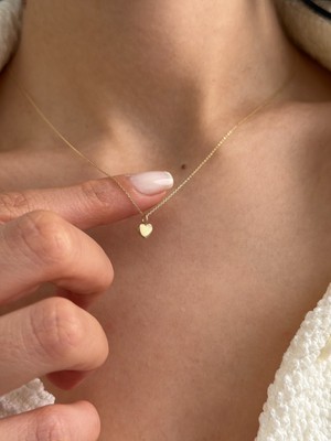 Minimal Kalp 14 Ayar Altın Kolye