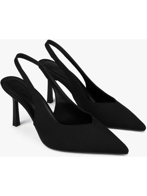 Shoeberry Kadın Avoria Siyah Süet Stiletto Suni Deri Ayakkabı İnce Topuklu Rahat Tasarım