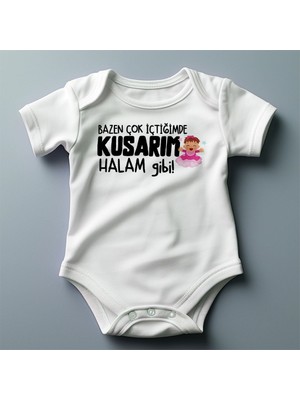 Çok Içtiğimde Kusarım  Halam Gibiyazılı Baskılı Zıbın