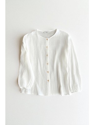 Ahşap Düğmeli Müslin Gömlek