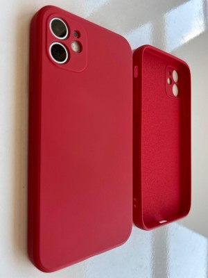 More Gsm iPhone 11 Uyumlu Logosuz Köseli Kalıp 12 Görünümlü Lansman Içi Süet Silikon Kılıf