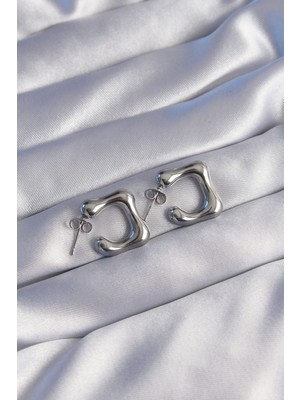 316L Çelik Gümüş Renk Minimal Bubble Küpe