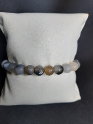 Mryart Gri Tonlamalı Karma Renk Akik Taşı Sade ve Şık Bileklik Unisex