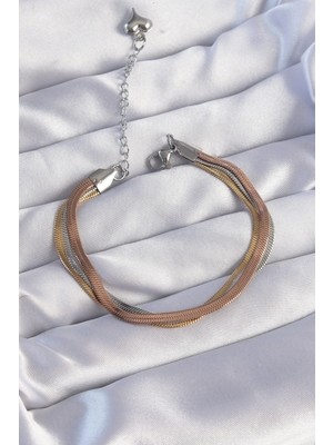 316L Çelik Renkli Italyan Zincir Model Çoklu Bileklik