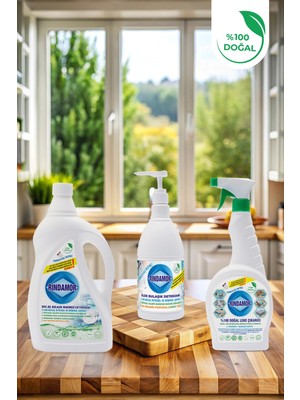 3lü Temizlik Seti-Leke Çıkarıcı-Sıvı Bulaşık Makinesi Deterjanı-Elde Bulaşık Deterjanı