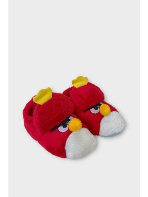 Çocuk Kızgın Ördek Figürlü Unisex Panduf Kırmızı