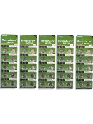 Mettzchrom AG10 LR1130 389 SR1130 189 1.5V Alkaline Düğme Pil 50 Adet