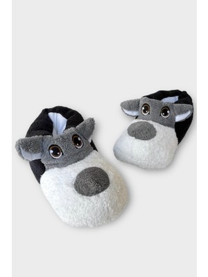 Unisex Panduf Ses Yapmayan Ev Patiği Siyah - Beyaz