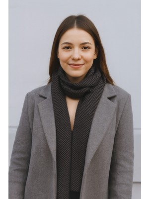 Balıksırtı Desenli Triko Atkı