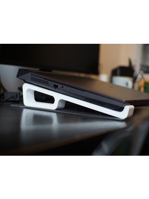 Beyaz Ergonomik Laptop Standı – Notebook, Bilgisayar Yükseltici, Isı Dağıtıcı, Taşınabilir Notebook Tutucu