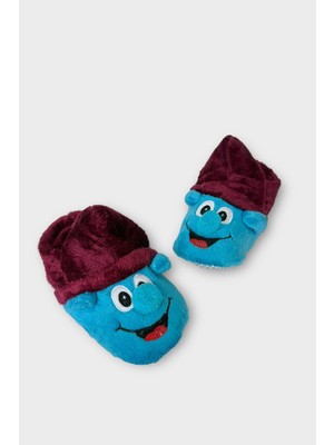 Şirin Çocuk Panduf Ev Pandufu Ev Ayakkabısı Ev Botu Kreş Okul Ayakkabısı Mavi - Bordo