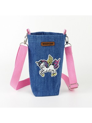 Woodycord 1 Litrelik Kot Termos Matara Kılıfı Unicorn Pembe Askı