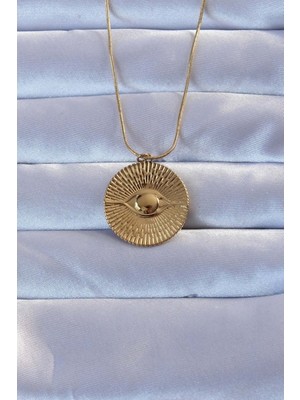 316L Altın Renk Işlemeli Göz Kolye