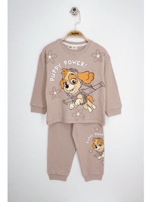 Isob P.petrol Desenli Fitilli Kumaş %100 Pamuk Kız Çocuk Pijama Takımı 3-8 Yaş 31225