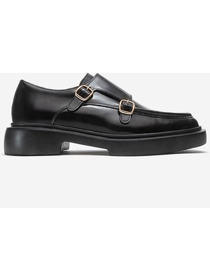Dericlub Erkek Kemerli Loafer Ayakkabı Gerçek Deri T575 Siyah