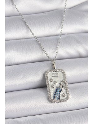 Vice Avm 316L Çelik Gümüş Renk Zincir Kova Burcu Zirkon Taşlı Kadın Kolye