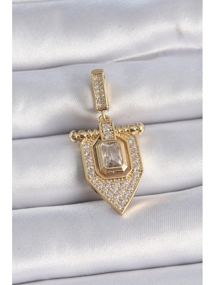 Pirinç Gold Renk Baget Zirkon Taşlı Ajda Charm