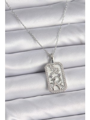 Vice Avm 316L Çelik Gümüş Renk Zincir Oğlak Burcu Zirkon Taşlı Kadın Kolye