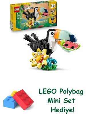 LEGO Creator 3'ü 1 Arada Vahşi Hayvanlar: Tropikal Tukan Kuşu 31173 + Polybag