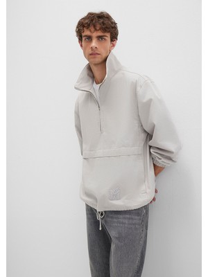 Mavi Yarı Fermuarlı Kanguru Cepli Gri Sweatshirt 0211684-70074