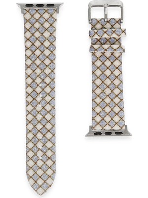 Apple Watch 42MM Karo Motif Kordon - LILA-(5796)