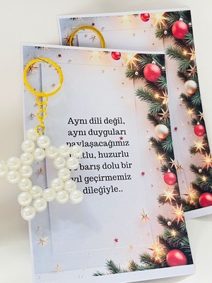Yılbaşı Noel Hediyelikleri Incili Yıldız Anahtarlık 15 Adet