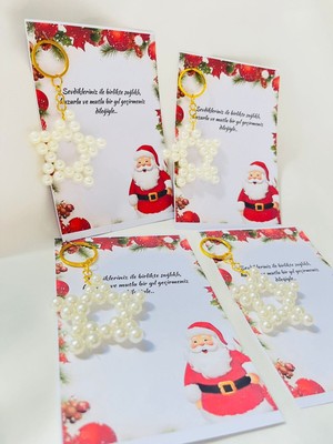 Yılbaşı Noel Hediyelikleri Incili Yıldız Anahtarlık 15 Adet