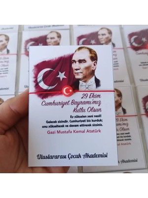 Bursa Tasarım Dünyası 32 adet 29 Ekim Kart Tasarımlı Fimo Bileklik Hediyeliği