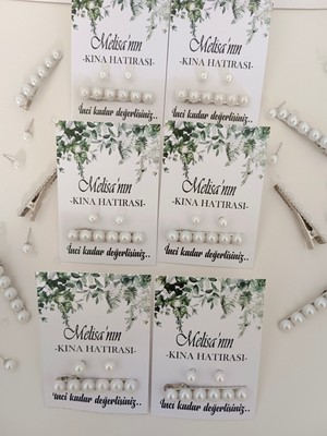 50 Adet Kına Hediyesi Inci Toka+Inci Küpe