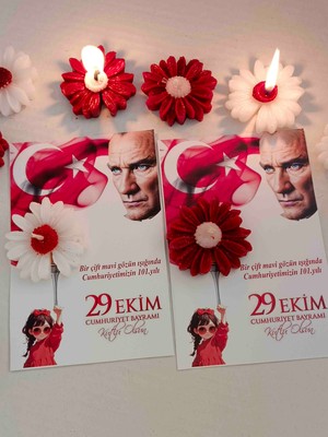 10 Adet Cumhuriyet Bayramı Hediyesi Papatya Mum
