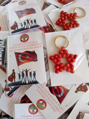 20 Adet 29 Ekim Cumhuriyet Bayramı 23 Nisan Hediyelik Ahşap Yıldız Anahtarlık