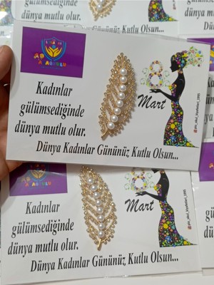 8 Mart Hediyelik Çelik Inci Toka (5 Adet)