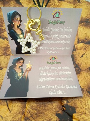 10 Adet 8 Mart Dünya Kadınlar Günü Kurumsal Hediyelik Yıldız Anahtarlık