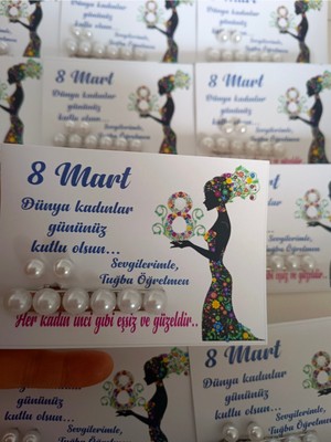 15 Adet 8 Mart Dünya Kadınlar Günü Hediyelik Inci Küpe