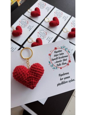 10 Adet Amigurumi Kırmızı Kalp  Anahtarlık Öğretmenler Anneler Günü Sevgililer Günü Yılbaşı Hediyesi