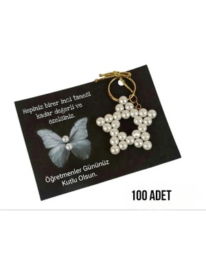 100 Adet Anneler Günü Hediyesi Inci Anahtarlık ve Inci Küpe Anne Hediyesi