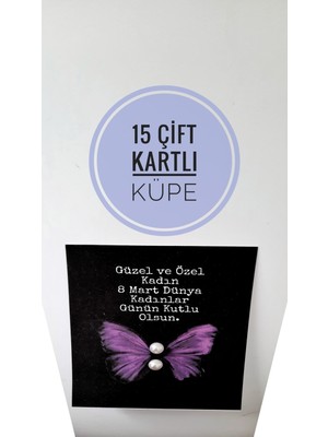 Hediyelik Inci Küpe 8 Mart Dünya Kadınlar Gunu,15 Cift Kartli Inci Küpe