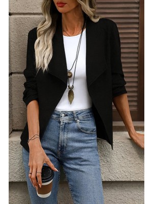 Aisha Elbise Kadın Uzun Kollu Önü Açık Yakalı Süet Ceket