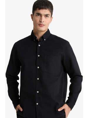 DeFacto Regular Fit Polo Yaka Gabardin Uzun Kollu Gömlek F1261AX25AU