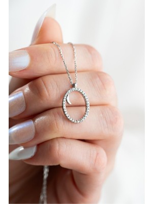 925 Ayar Gümüş Rodyum Kaplama O Harfi Kadın Kolye