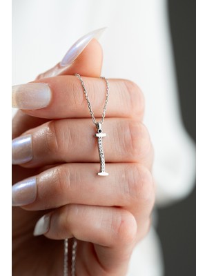 925 Ayar Gümüş Rodyum Kaplama I Harfi Kadın Kolye